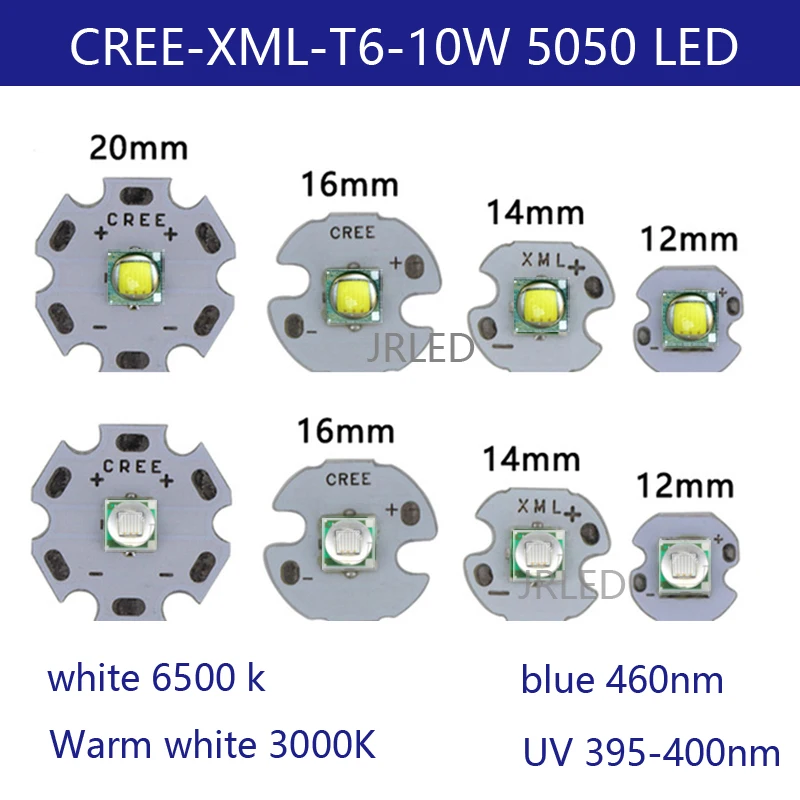 1 шт. Cree XML белый теплый синий УФ 400nm10W светодиодный эмиттер лампа фитиль лампы на 32