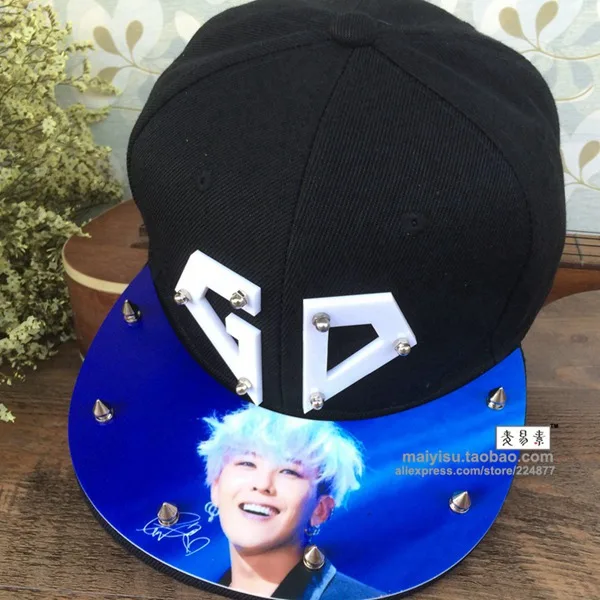 Bigbang G-Dragon хип хоп кепка GD модные заклепки Акриловые повседневные шипованные snapback gorra hombre печать кости мужчины женщины пары - Цвет: 4