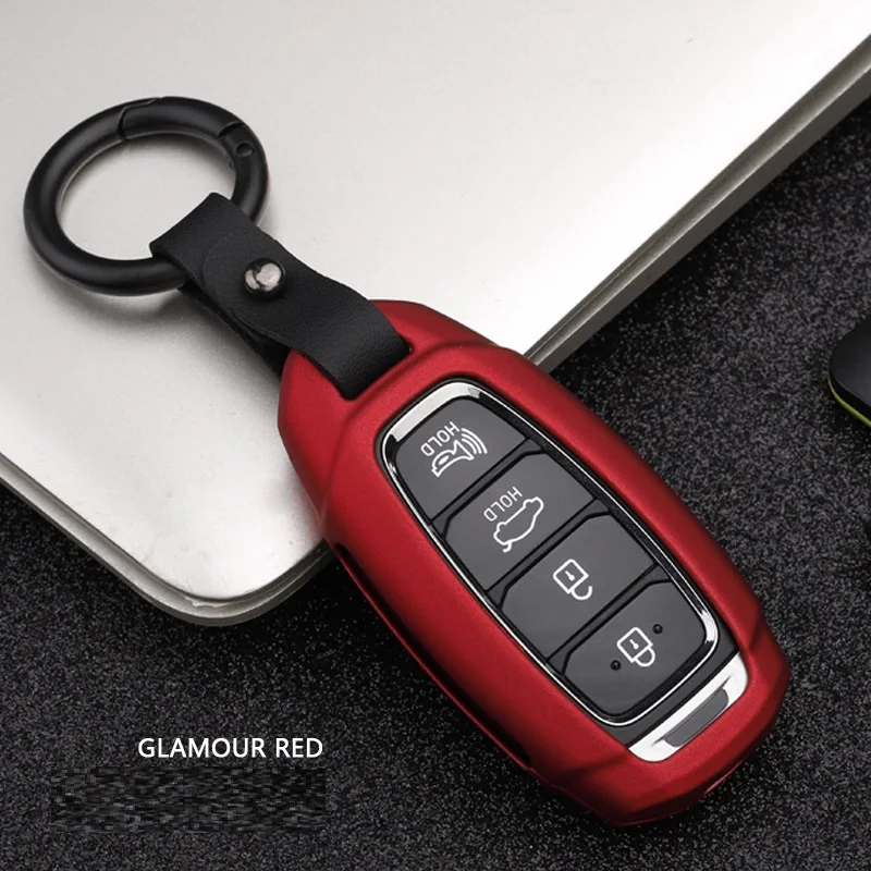 

Carbon Fiber alloy Car Key Case Cover For Hyundai KONA Encino Azera Elantra Grandeur Ig Accent Santa Fe 3/4/5 Buttons key