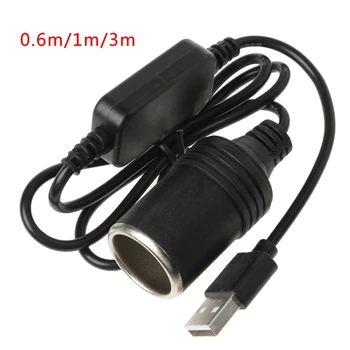 

New Black USB 5V To 12V Car Cigarette Lighter Socket Female Power Converter Adapter Cable
