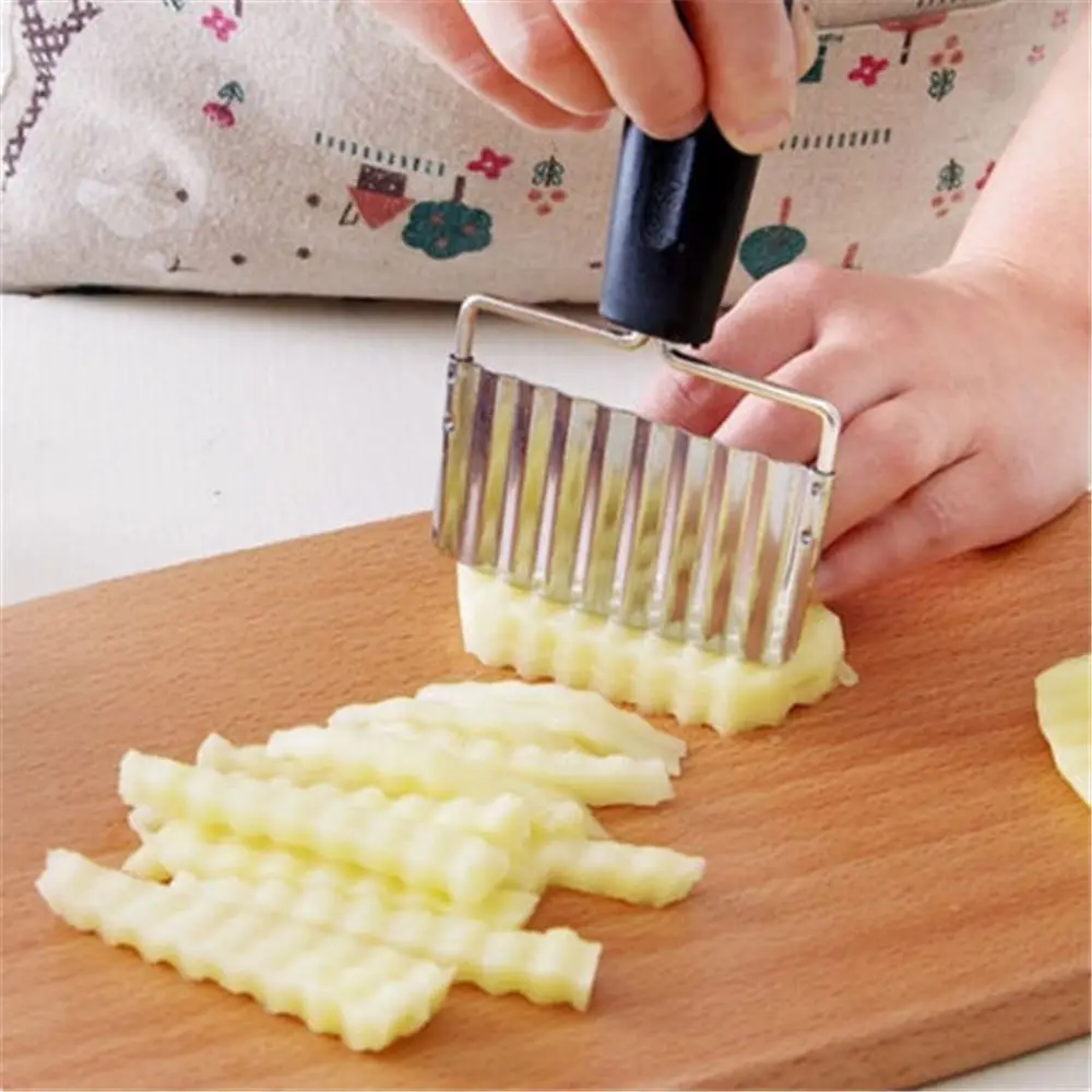

1 pcs Stainless Steel Potato Chipper Vegetable Crinkle Wavy Cutter Blade Slicer Portable Fries Chipper Kitchen Convinient Tool