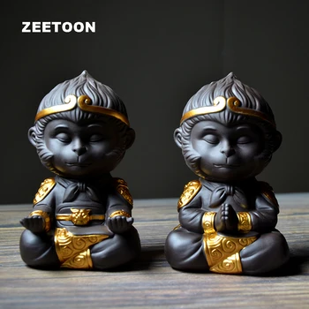 

Monkey King Qi Tian Da Sheng Boutique Purple Clay Yixing Tea Pet Handmade Ceramic Home Decor Tabletop Cabinet Ornament Golden