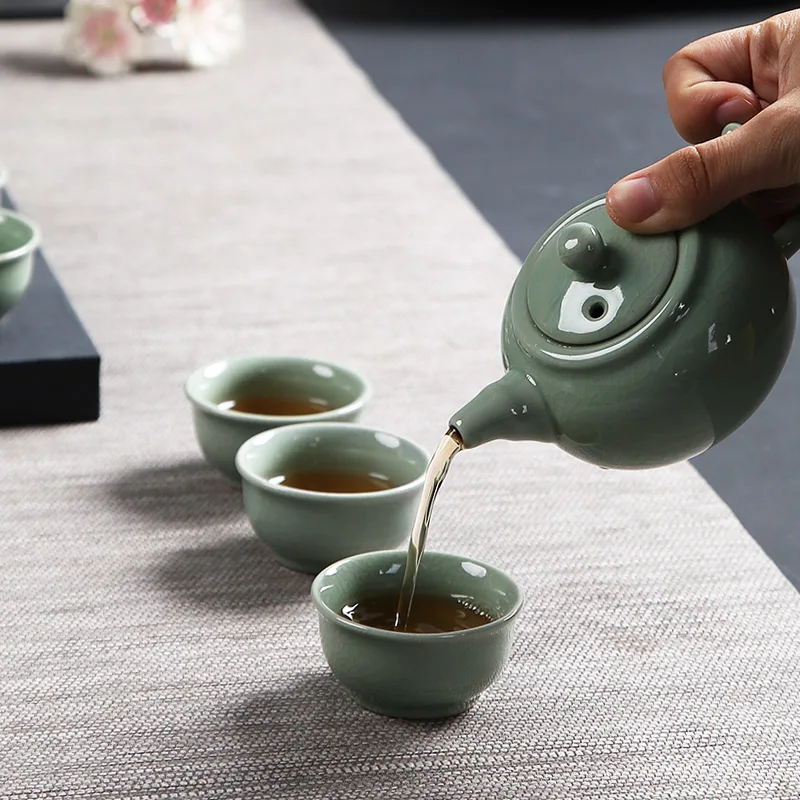 Чайный сервиз Ge Kungfu высшего качества, китайский чайный сервиз, чайная чашка кунг-фу, дорожный чайный горшок, китайский фарфоровый чайный набор, посуда для напитков, подарок