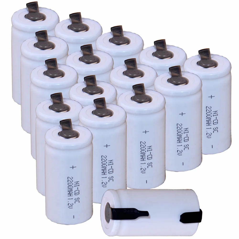 16 pcs SC 2200mah 1.2v battery NICD power bank batterie accumulator for