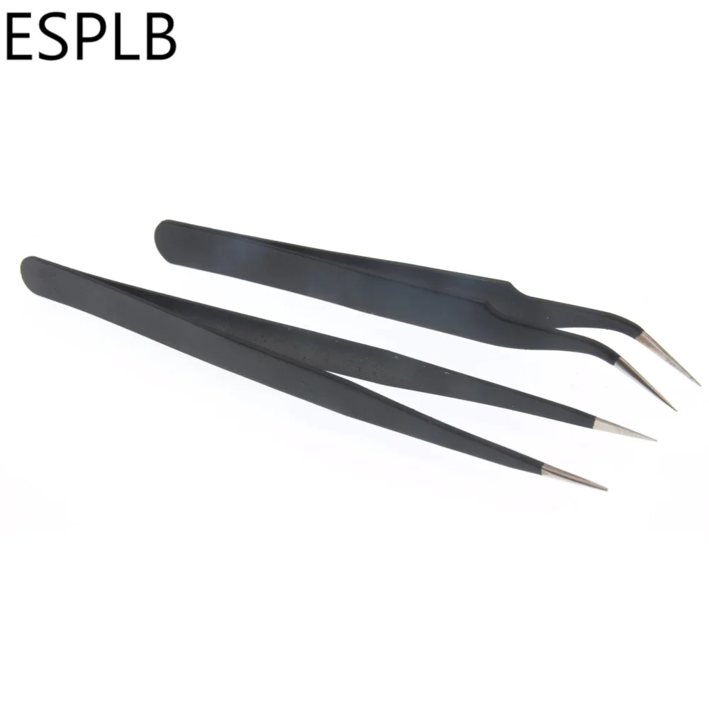 ESD 11/15 Anti Static ESD Stainless Steel Precision Tweezers Straight Curved Tip Tweezers For Electronics precision tweezers esd anti static tweezers tweezer tool