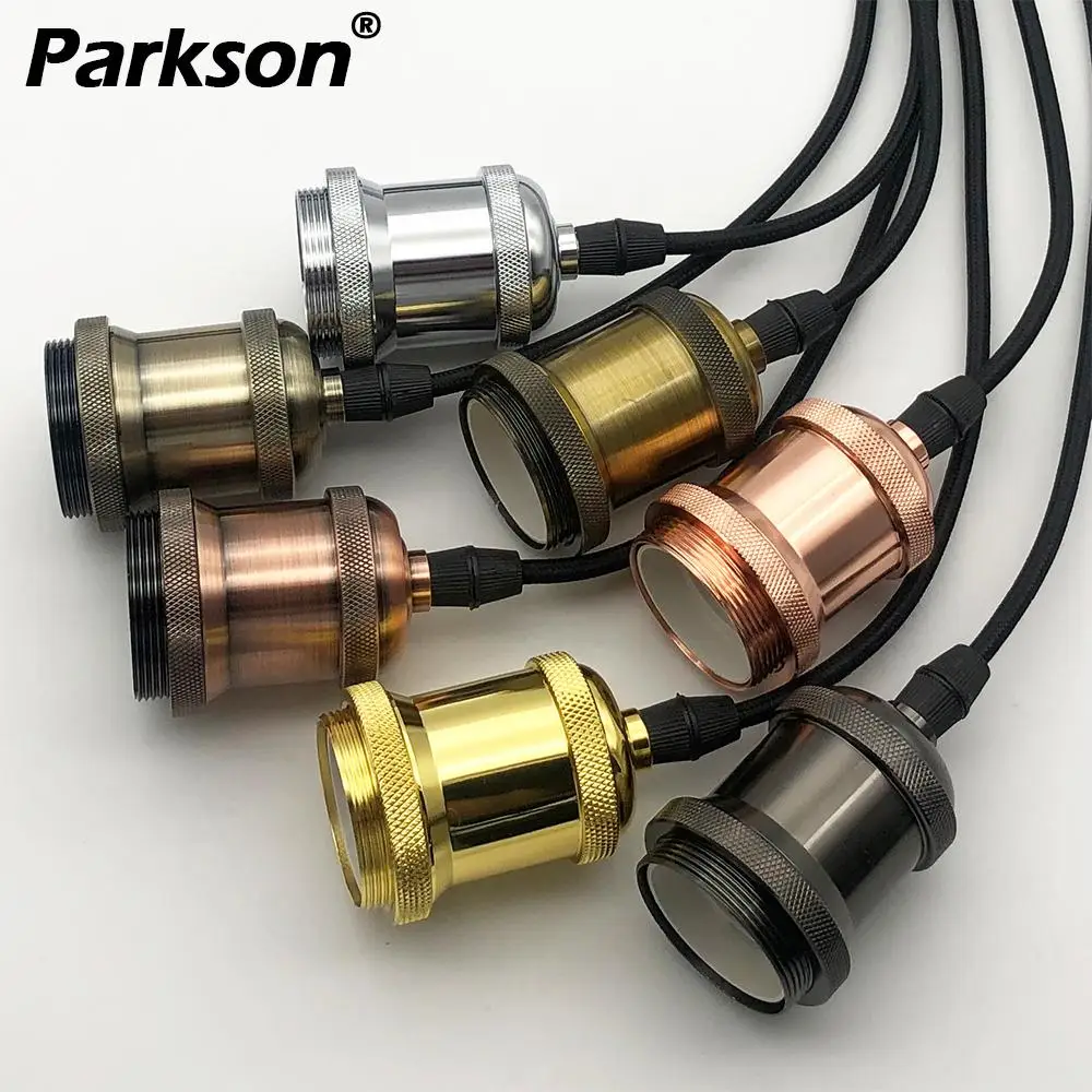 

Aluminum Vintage Lamp Base E27 220V 110V Lamp Holder Pendant Light 7 Colors Chandelier Ceiling Retro Pendant Lamp Industrial