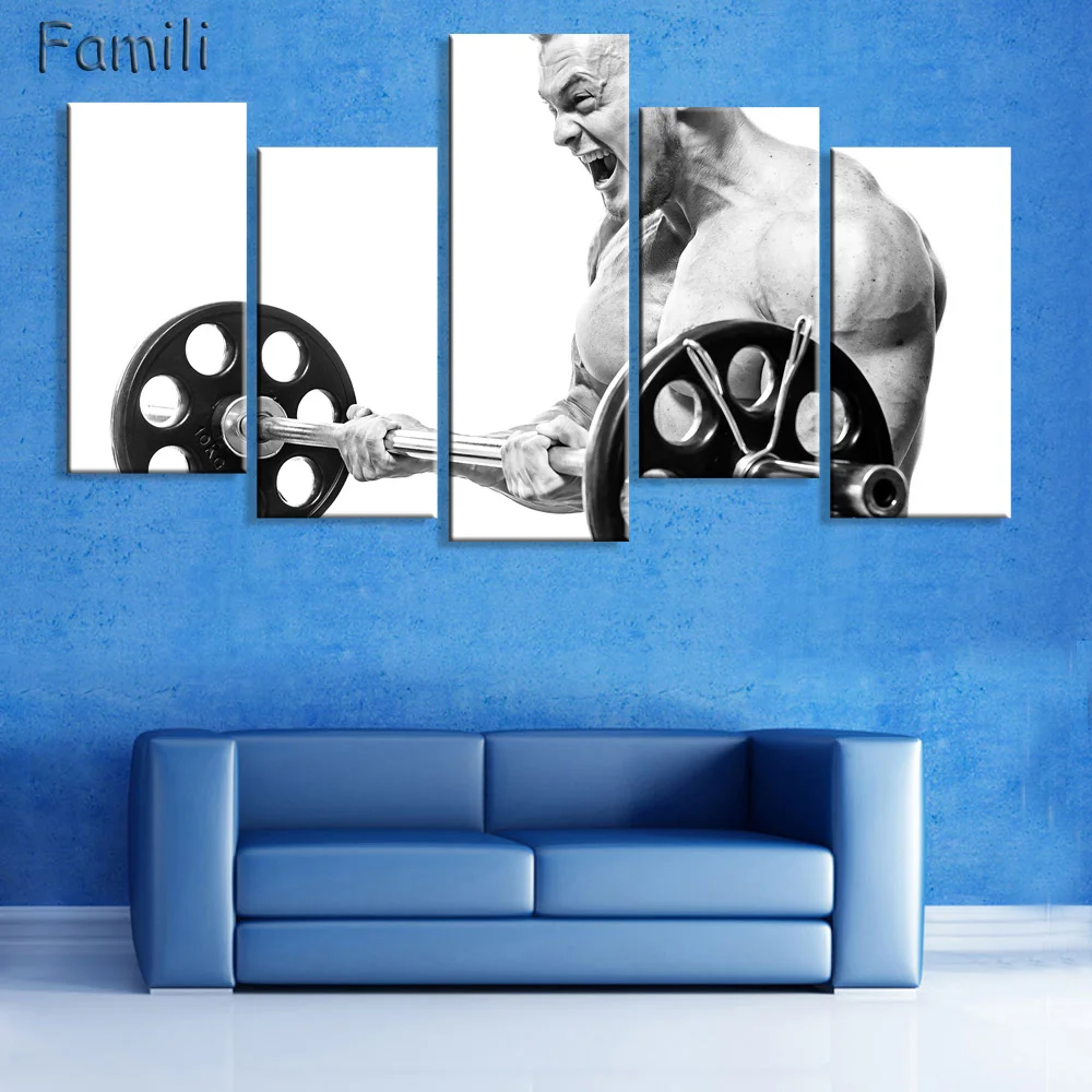 5 шт. настенный плакат для бодибилдинга упражнений фитнеса спорта|modular pictures|canvas