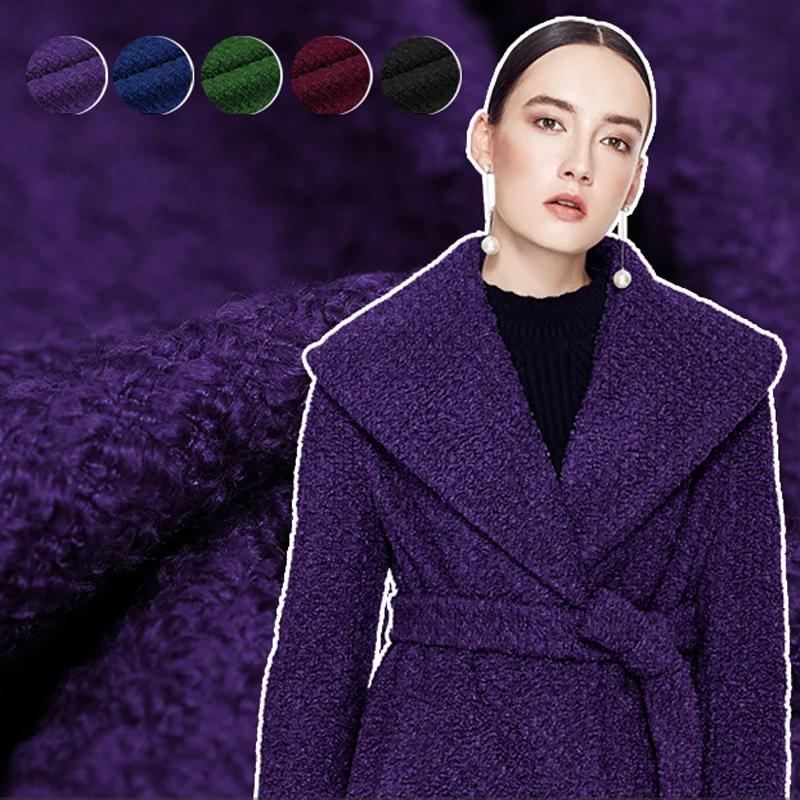 

Autumn Winter Dress Outwear Overcoat Jacket Solid Color Green Purple Wool Arylic Fabric 150CM Wide 460G/M DE600