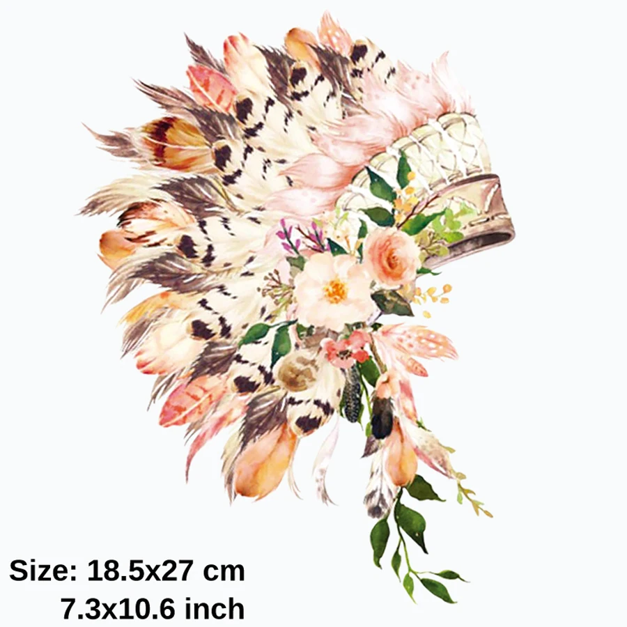 1-Iron Patches For Clothing Watercolor War Bonnetnew Design Diy Accessory Washable Print On T-Shirt Sticker Patches