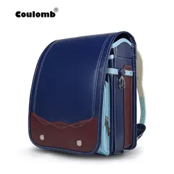 Coulomb детская школьная сумка ортопедический рюкзак для мальчиков синий Randoseru Детская безопасность Светоотражающие ПУ Япония малыш книга