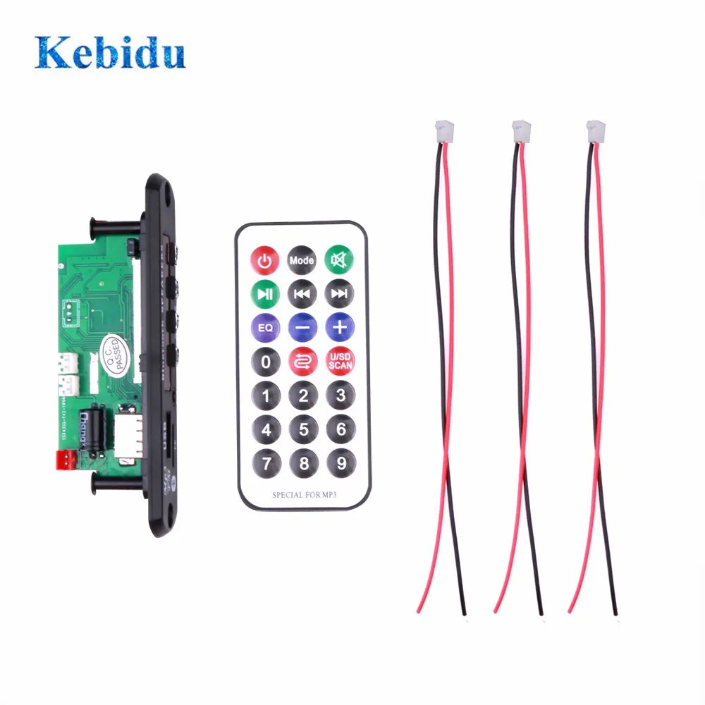 Bluetooth MP3 декодер KEBIDU 5 в 12 В плата FM радио модуль громкой связи TF USB AUX аудио + функция