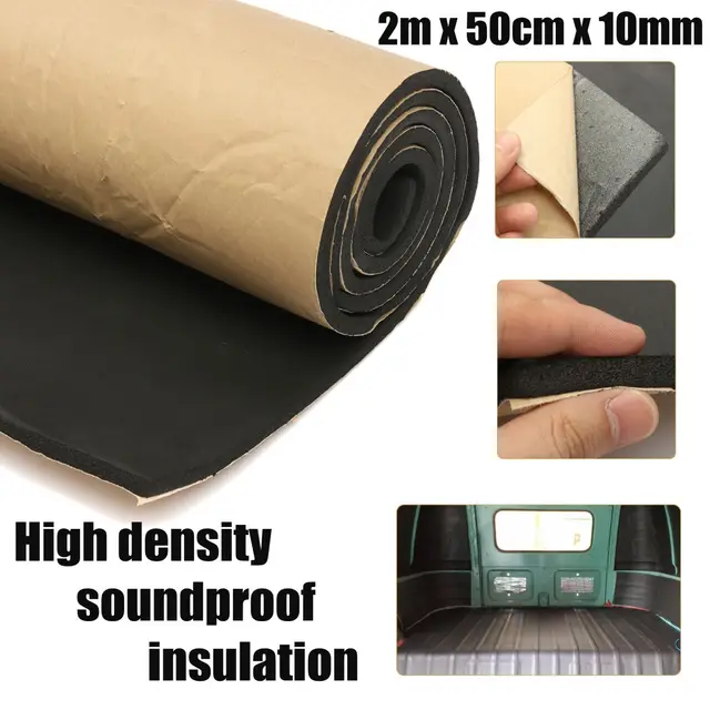 200X50X1cm Acoustic Foam Flat Panel Soundproofing Wall Panel Board Sound Absorption Sponge Mat for Car Studio Color Black