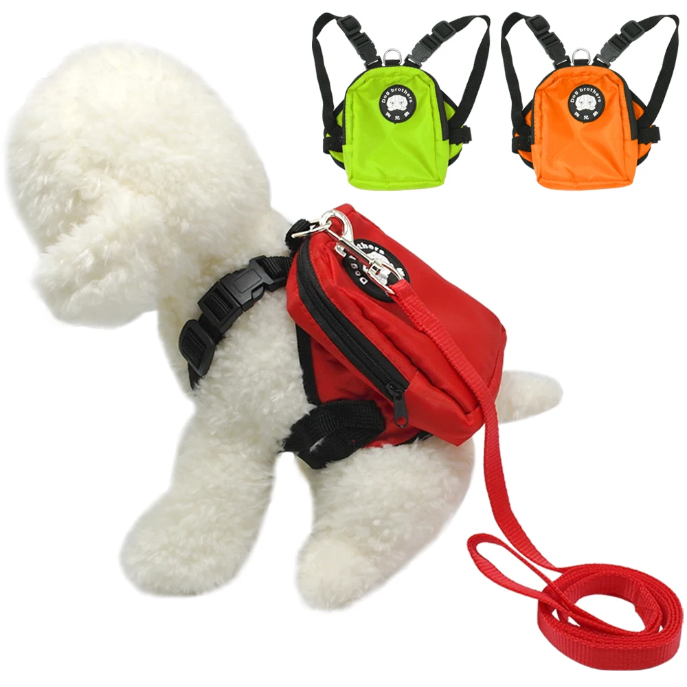 Cute Small Dog Cat Backpack Harness With Lead leash Outdoor Travel