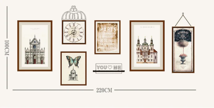 

Vintage Decorative Wooden Photo Frame Set European Wall Hanging Photo Frame Living Room Bedroom Wall Mural Decoration Furnishing