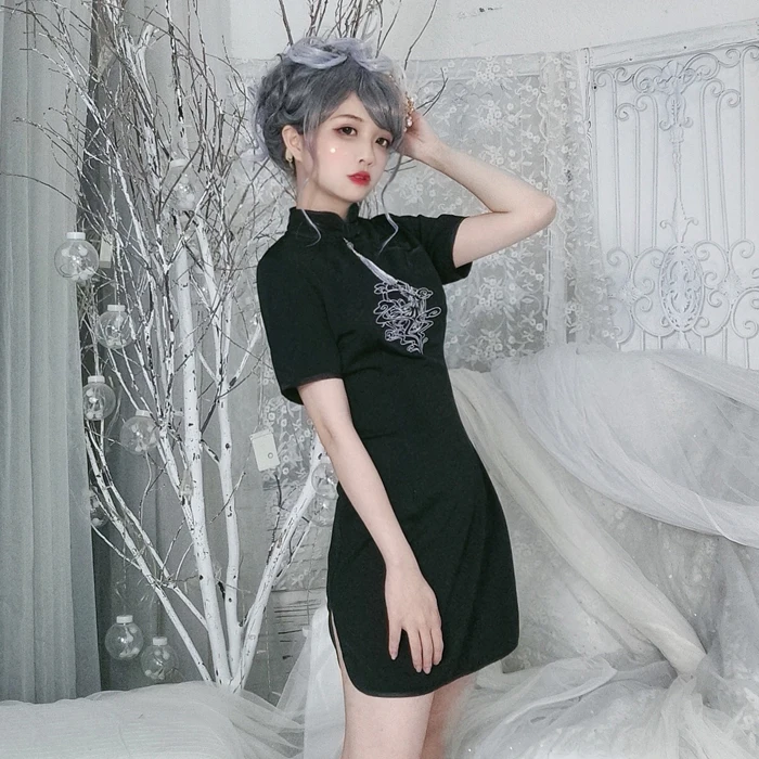 Китайский стиль винтажное повседневное улучшенное Hanfu короткое cheongsam с вышивкой