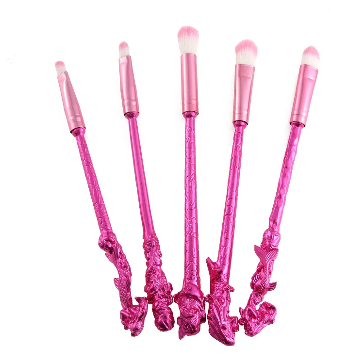 

5Pcs Magic Mermaid metal Handle Makeup Brushes Set Foundation Contour pinceis de maquiagem Beauty Snake Drop ship free shipping