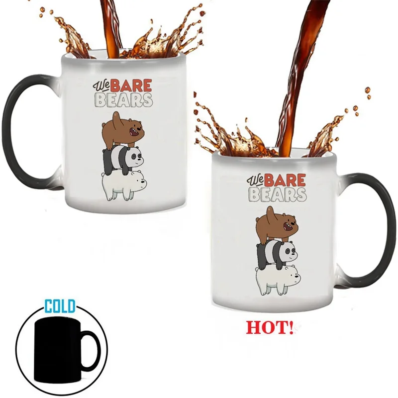 

1pcs Lovely Anime We Bare Bears Ceramics Coffee Mug 350ml Cute The Three Bare Bears Color Changing Mug Breakfast Milk Cup