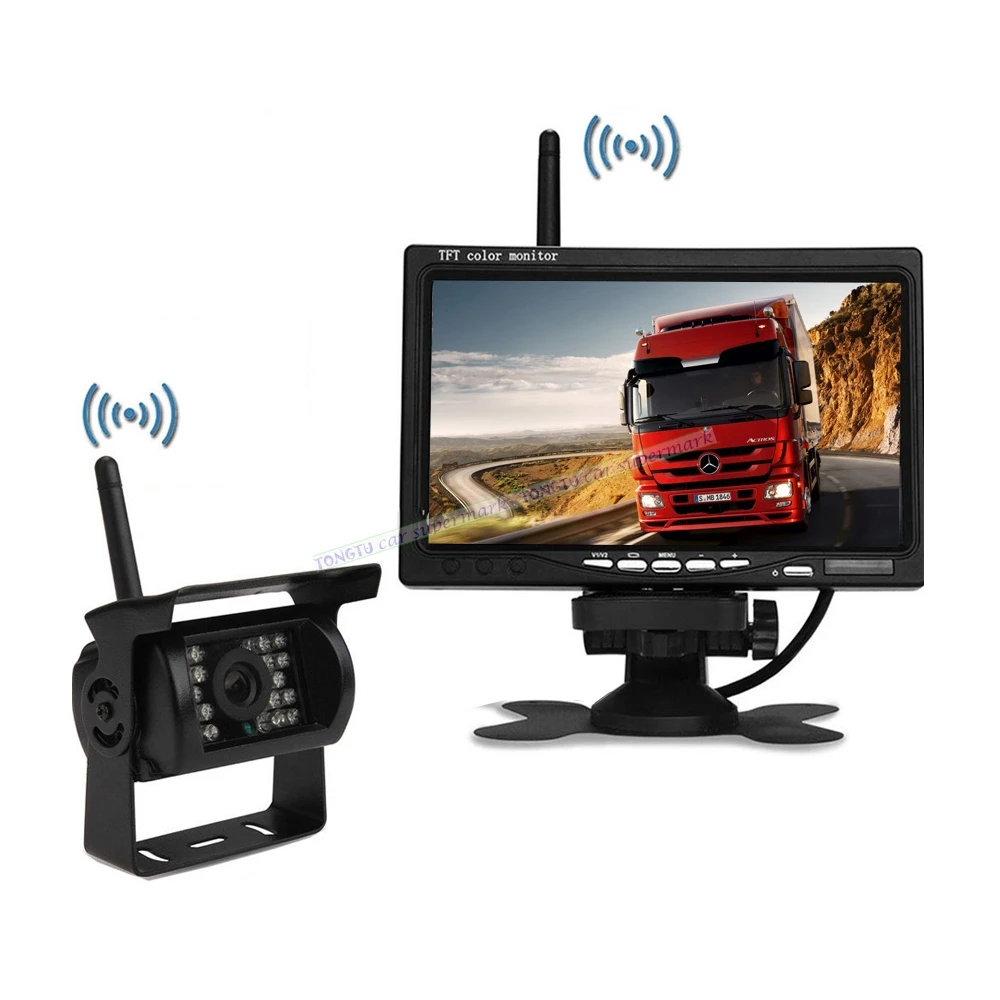 

Auto Parking Assistance 2.4GHZ Wireless 7inch TFT LCD Minitor Kit and 18IR LED Night Vision Rearview Backup Camera For BUS Truck