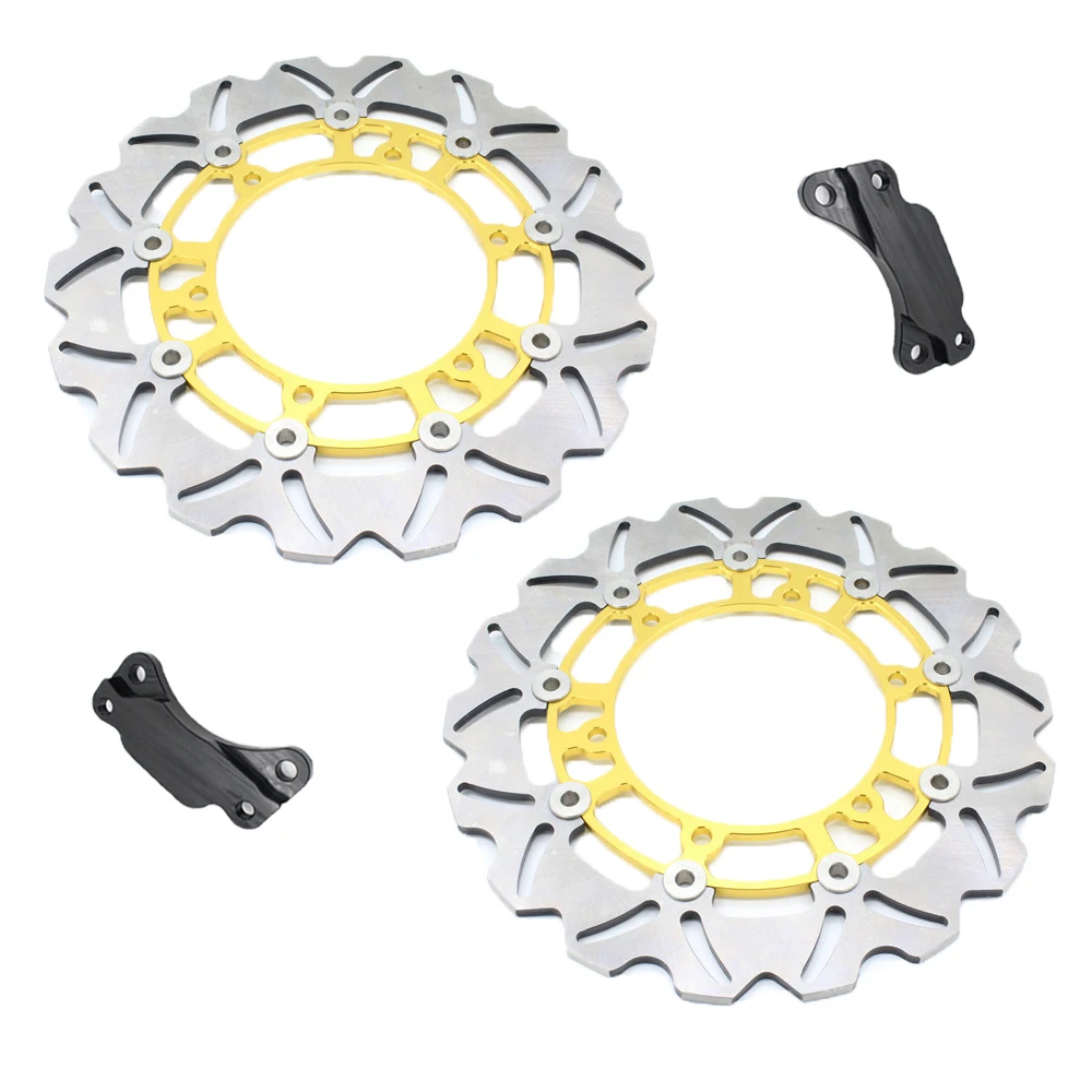 1 Set Motorcycle Yellow Front Brake Disc Rotor For Y A M A H A TMAX500 TMAX 500 2008-2013 09 10 11 12 1 set motorcycle front