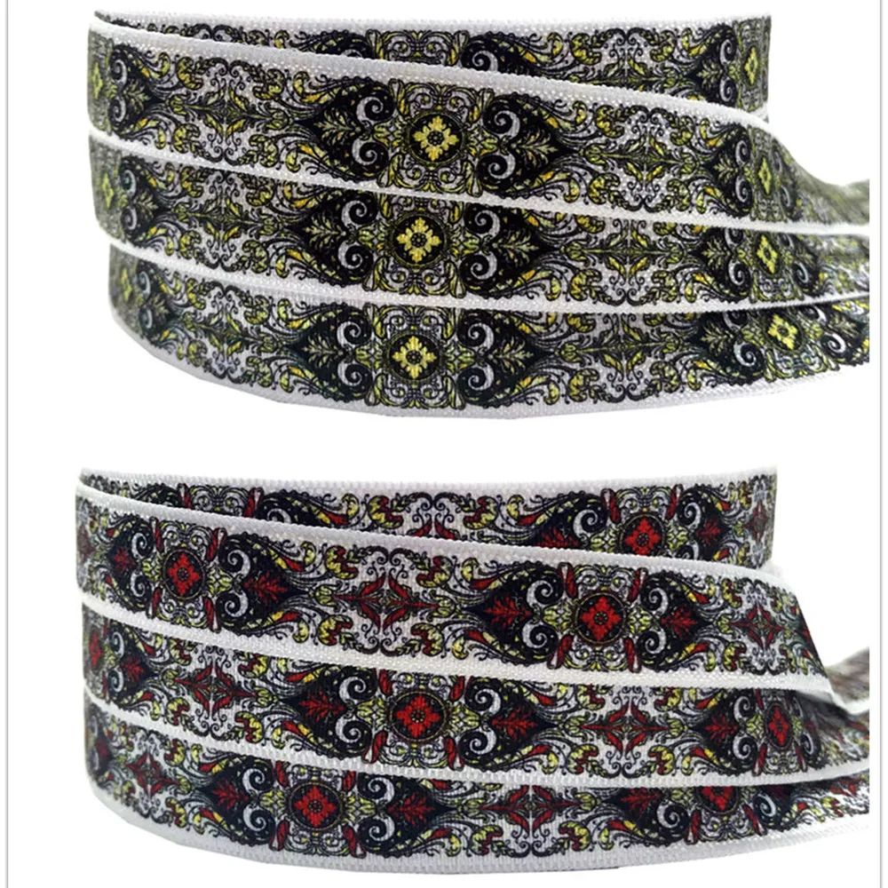 

5Yards 16mm Paisley printed Fold Over Elastic Headband Hair Accessories Craft Supply