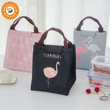 BONAMIE Flamingo Tote Thermal font b Bag b font Black Waterproof Oxford Beach font b Lunch