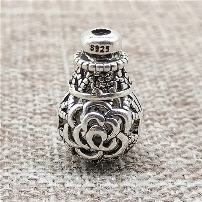 925 пробы серебряные розы цветок Mala Beads 3 отверстия Guru разделители для