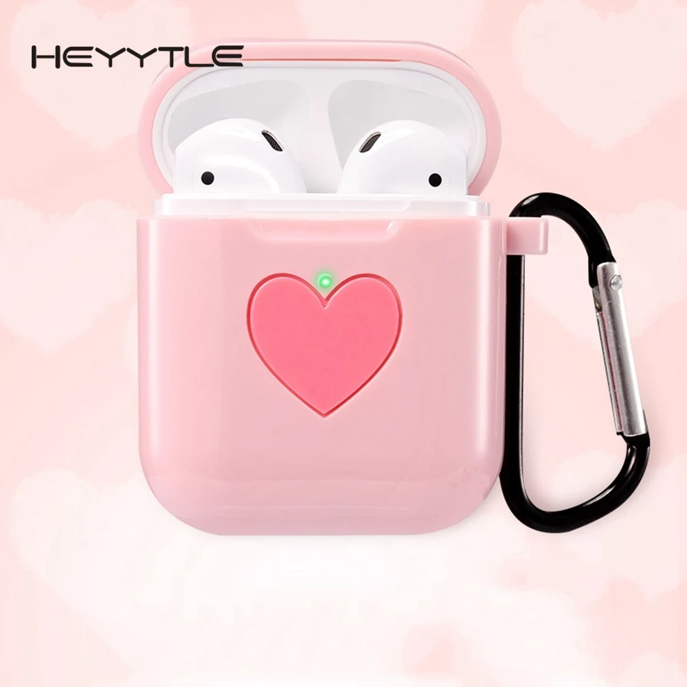 Heyytle Мягкий силиконовый чехол для Apple Airpods противоударный гарнитура Love Heart Air Pods