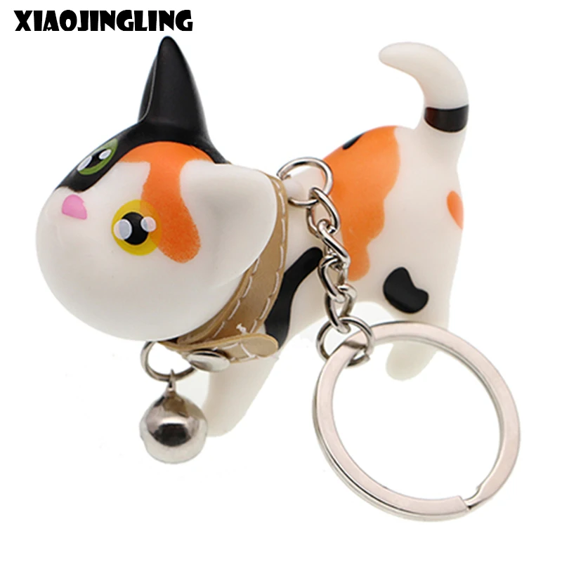 XIAOJINGLING Fashion Cute Cat Keychain Toy Doll keychain 3D Novelty Cat
