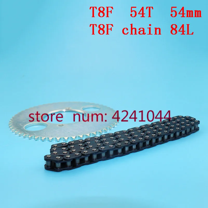

Drive System T8F chain 84 Links and 54T teeth 54mm Chain plate sprocket for 47cc 49cc mini moto atv quad 2 stroke engine parts