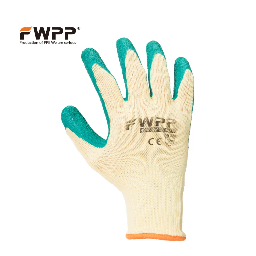 FWPP 6-12 пар латексные перчатки работы покрытия не скользит носки мягкие удобные хлопчатобумажной пряжи безопасности защитные перчатки m, L, XL