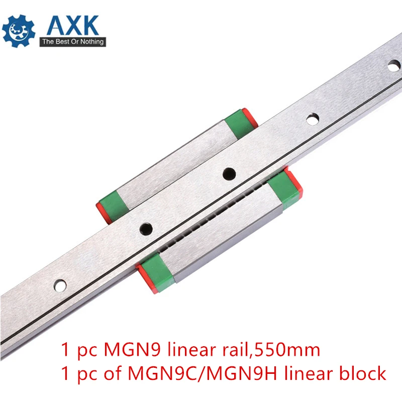 

AXK Linear Guide MGN9 550mm linear rail way + MGN9C or MGN9H Long linear carriage for CNC X Y Z Axis