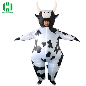 Inflatable Cow Costume Mascot Milk Cattle Costume Inflatable Blow Up Fat Suit Carnival Halloween Party Cosplay Costumes