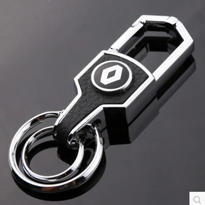 

NEW Silver Leather Car Key Ring Keyring Auto Pendant Key Holder Best Gift For Renault megane clio koleos Key Chain car styling