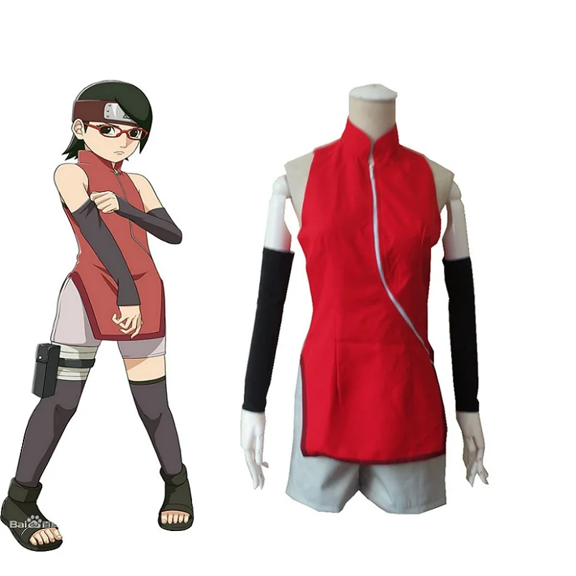 

High-Q Unisex Anime Cos NARUTO Uchiha Sarada cheongsam Cosplay Costume Sets