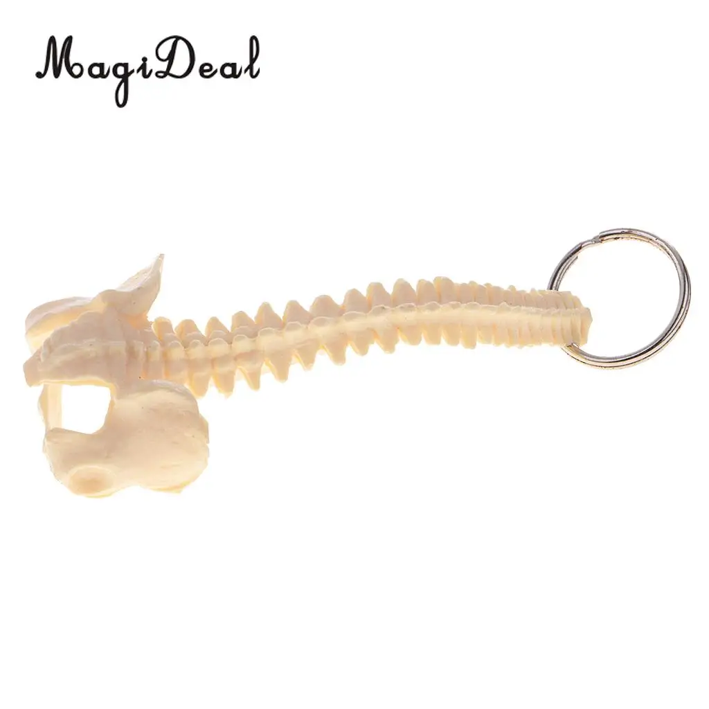 MagiDeal 1Pc Mini PVC Material Handcrafted Human Spine Skeleton Model Keychain for School Teaching Aid Tool Novelty Gift Beige