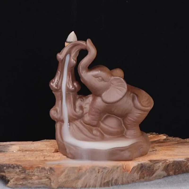 

Backflow Incense Burner Ceramic Crafts Elephant Incense Holder Snadalwood Rack for Living Room Home Decor Creative Decoration
