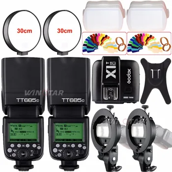 

2x Godox TT685C 2.4G HSS TTL 1/8000s Camera Speedlite Flash + X1T-C Transmitter Trigger for Canon + Bowens S-Type Bracket +Gift