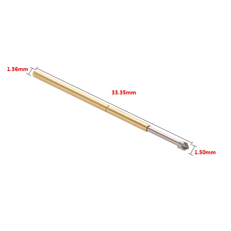 P100-LM2 Length 33.35mm Imperial Crown Head Metal Spring Test Probe Nickel-Plated Spring Probe Tool For Detecting Circuit Boards