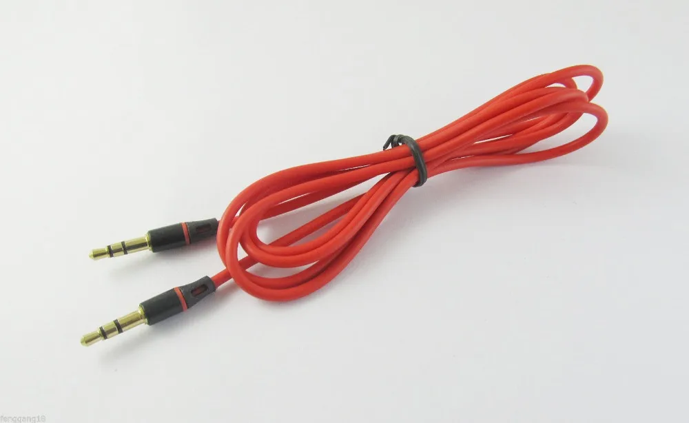 2pcs Red 3.5mm Male to Male Audio Car Stereo Headphone Extension Aux