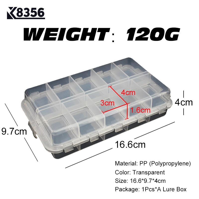 Пластиковая рыболовная коробка K8356 складная для приманки 20 отделений 166*97*40 мм