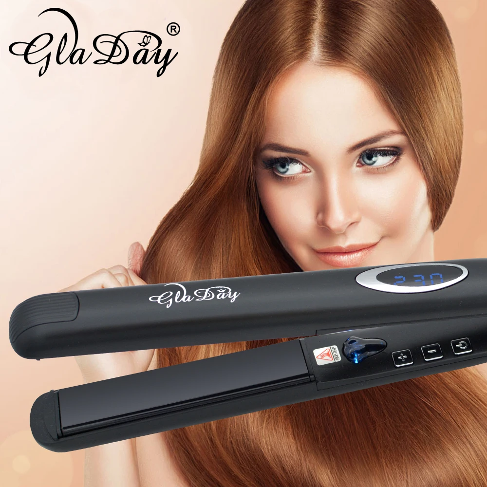 Отрицательные ионы Функция Flat Iron Турмалин Керамика Плиты Профессиональный Выпрямитель для волос черный Выпрямители для волос