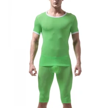 Мужское ультратонкое нижнее белье, костюм, топ с короткими рукавами и круглым вырезом, комплект одежды QL, распродажа