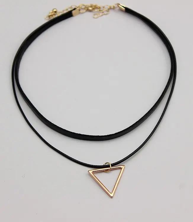 

2016 fashion joker cortex short restoring ancient ways in double chain necklace square circle triangle clavicle