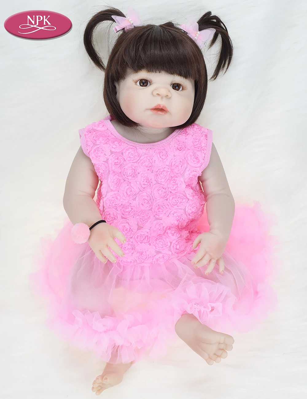 NPK 57CM Full Body Silicone Real Reborn Baby Girl Doll Toys Realisitic Newborn Lifelike Babies Princess Doll Menina Bebe Bonecas (6)