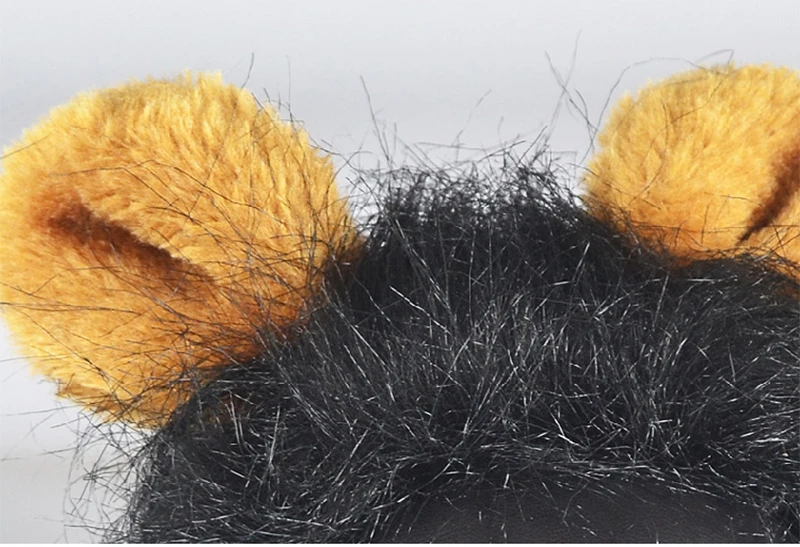 Cute Pet Transfiguration Costume Lion Mane Winter Warm Wig Cat Small Dog Party Clothes Decoration With Ear Pet Apparel Cat Dress7