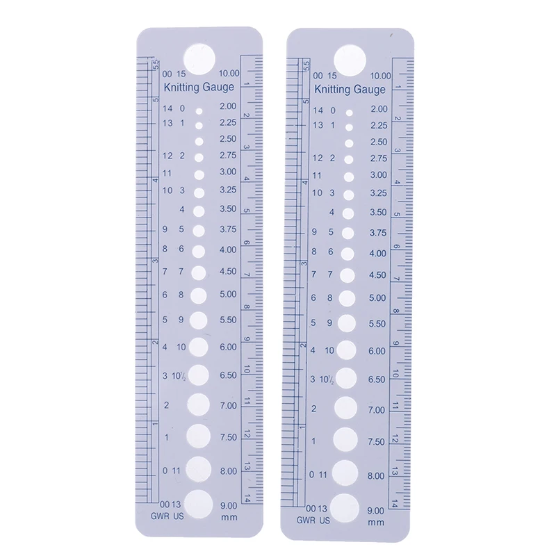 High Quality 2pcs UK US Canada Sizes Knitting Needle Gauge Inch Sewing Ruler Tool 14cm Sizer Measure Tools | Дом и сад