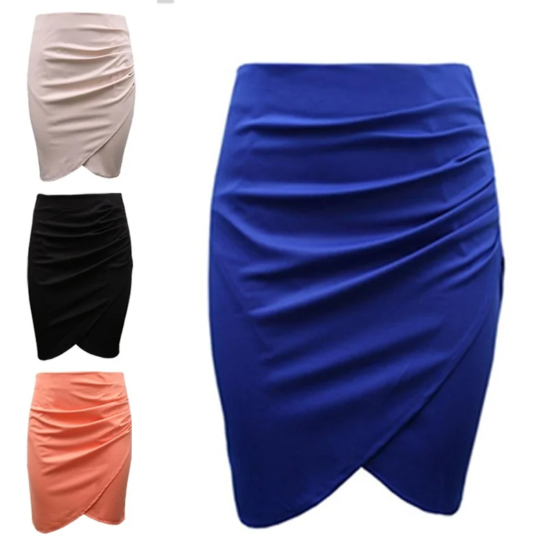 Новинка, винтажная мини облегающая юбка с разрезом, высокая талия, Женская юбка-карандаш, однотонная элегантная женская офисная юбка для женщин, XS-XXL