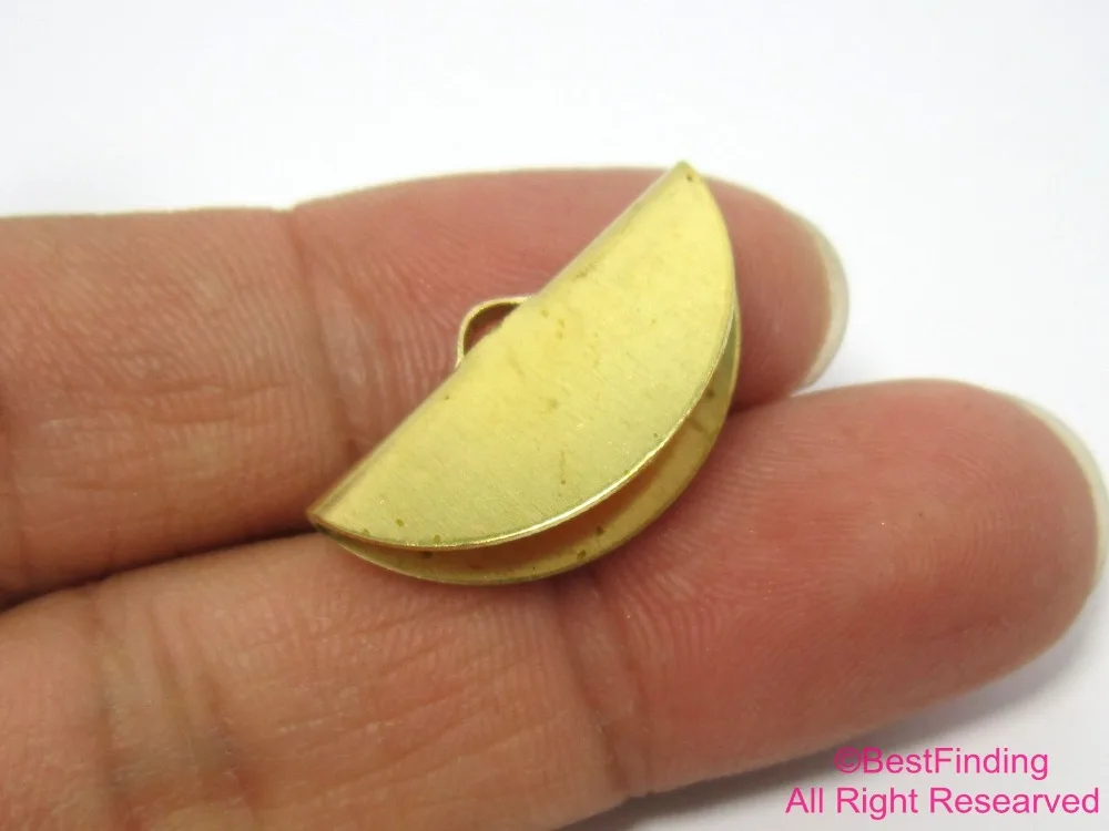 

Ribbon crimp ends 25mm Raw brass half round crimp clip with loop R302