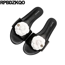 Black And White Flower Slip On Sandal