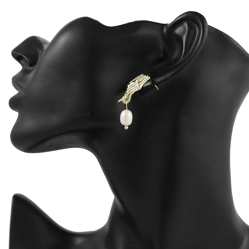AENSOA нерегулярные Chic серьги с жемчугом для женщин Мода 2019 изогнутый золотистого цвета падение себе Свадебные украшения подарок